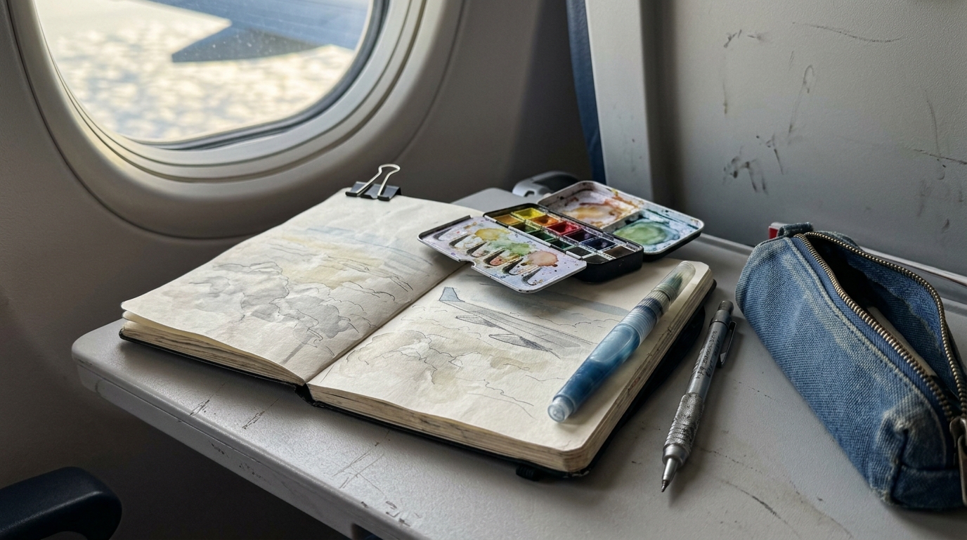 Travel Art Kit: What Actually Fits in a Carry-On or Daypack — photo in a real-life setting