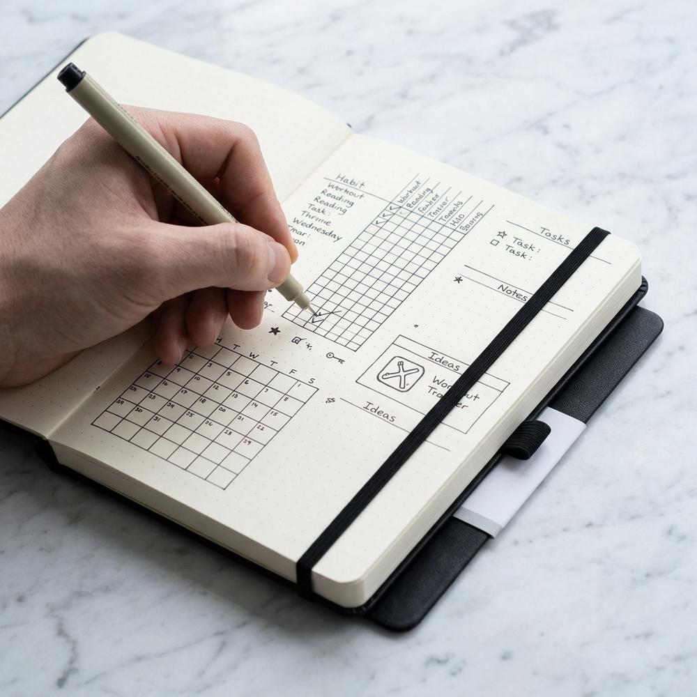 A5 dot grid notebook with numbered pages and thick bleed-resistant paper