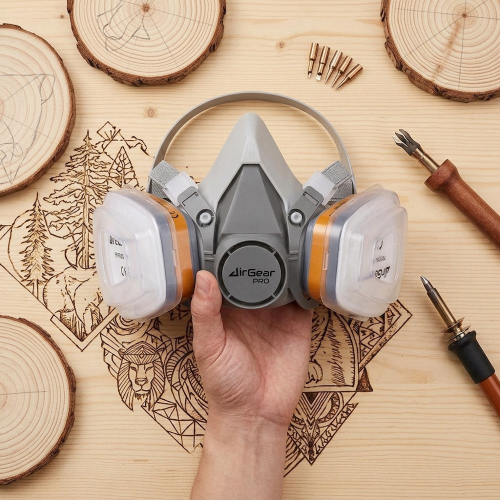 reusable half-face respirator for burn smoke and sanding dust