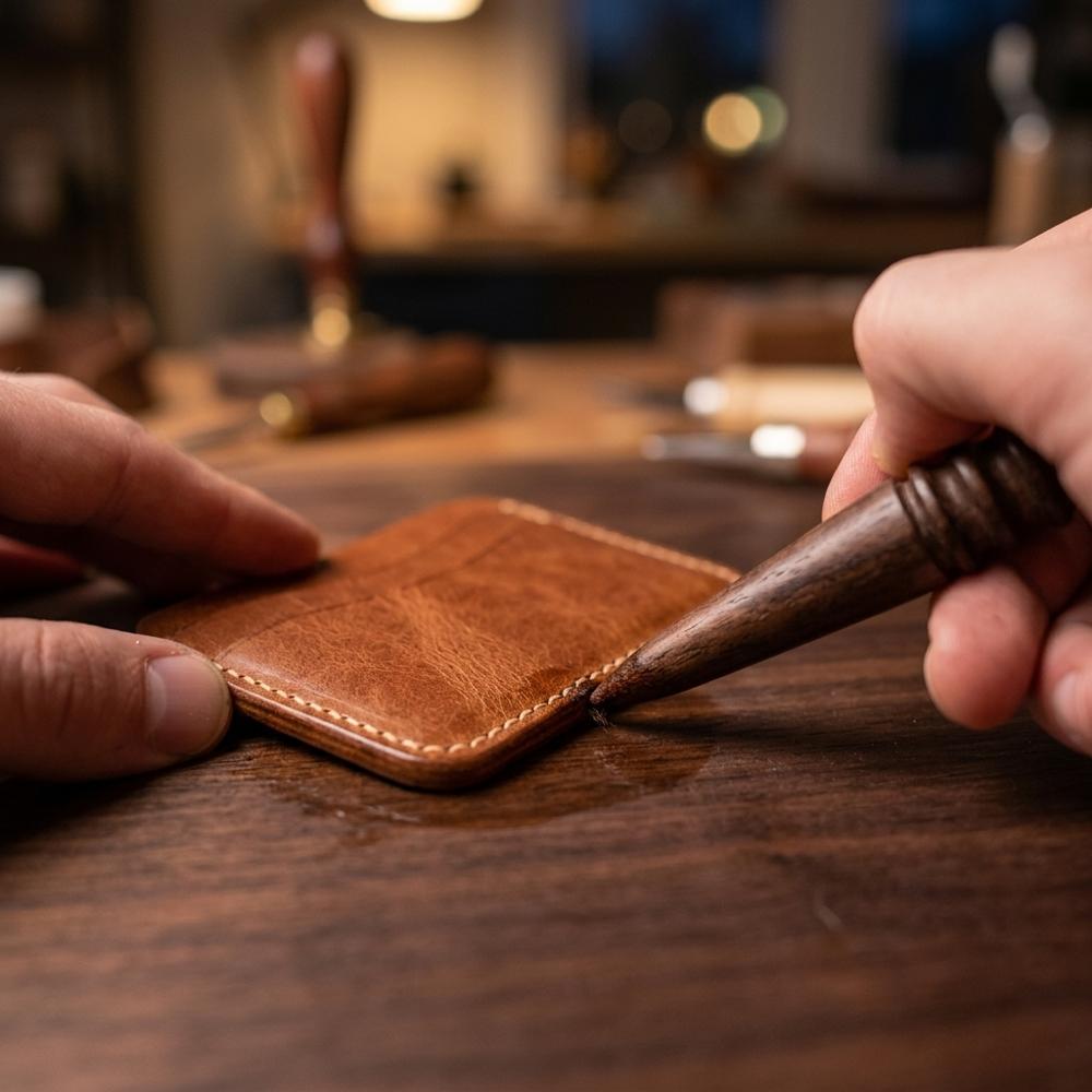 Lucidatore in legno scanalato per i bordi del cuoio