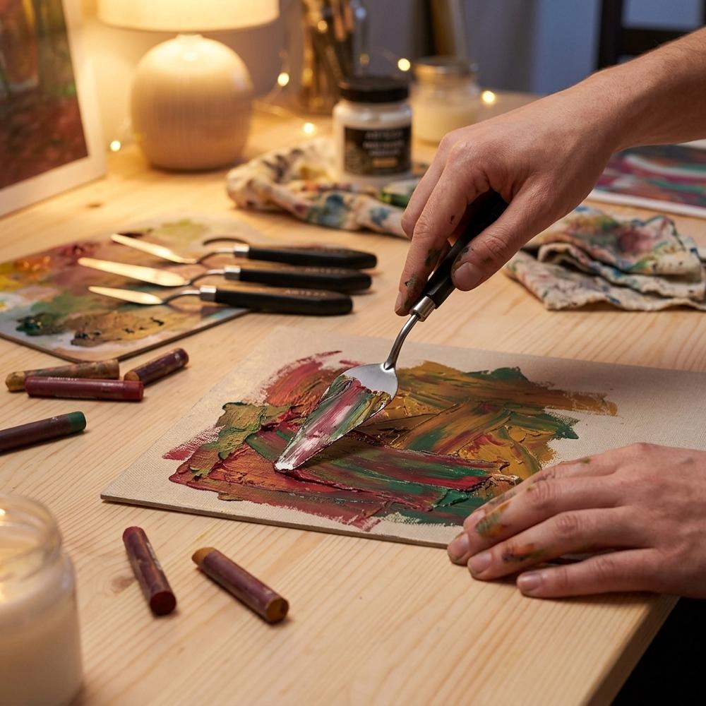 metal palette knives for scraping, texture, and fixing mistakes