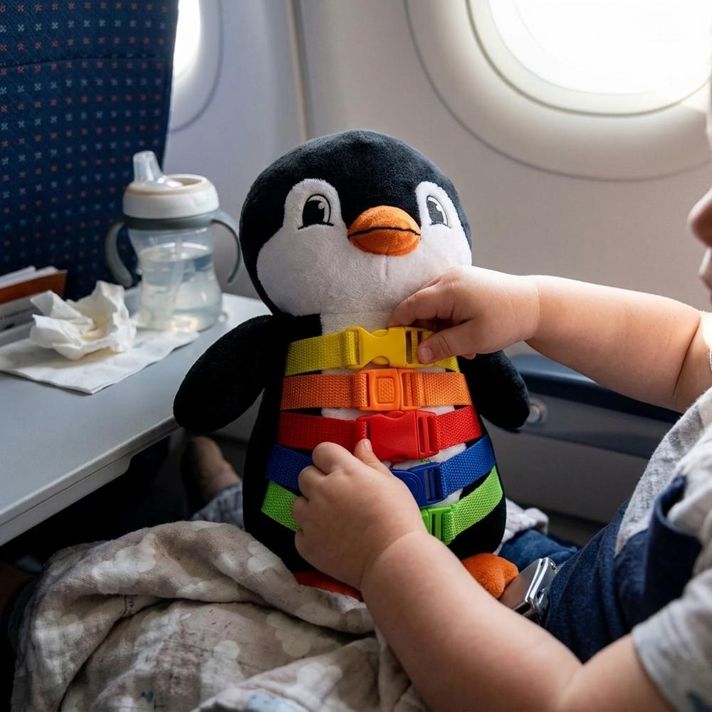 Buckle Toy Blizzard Penguin Stuffed Animal - Montessori Learning Activity Toy