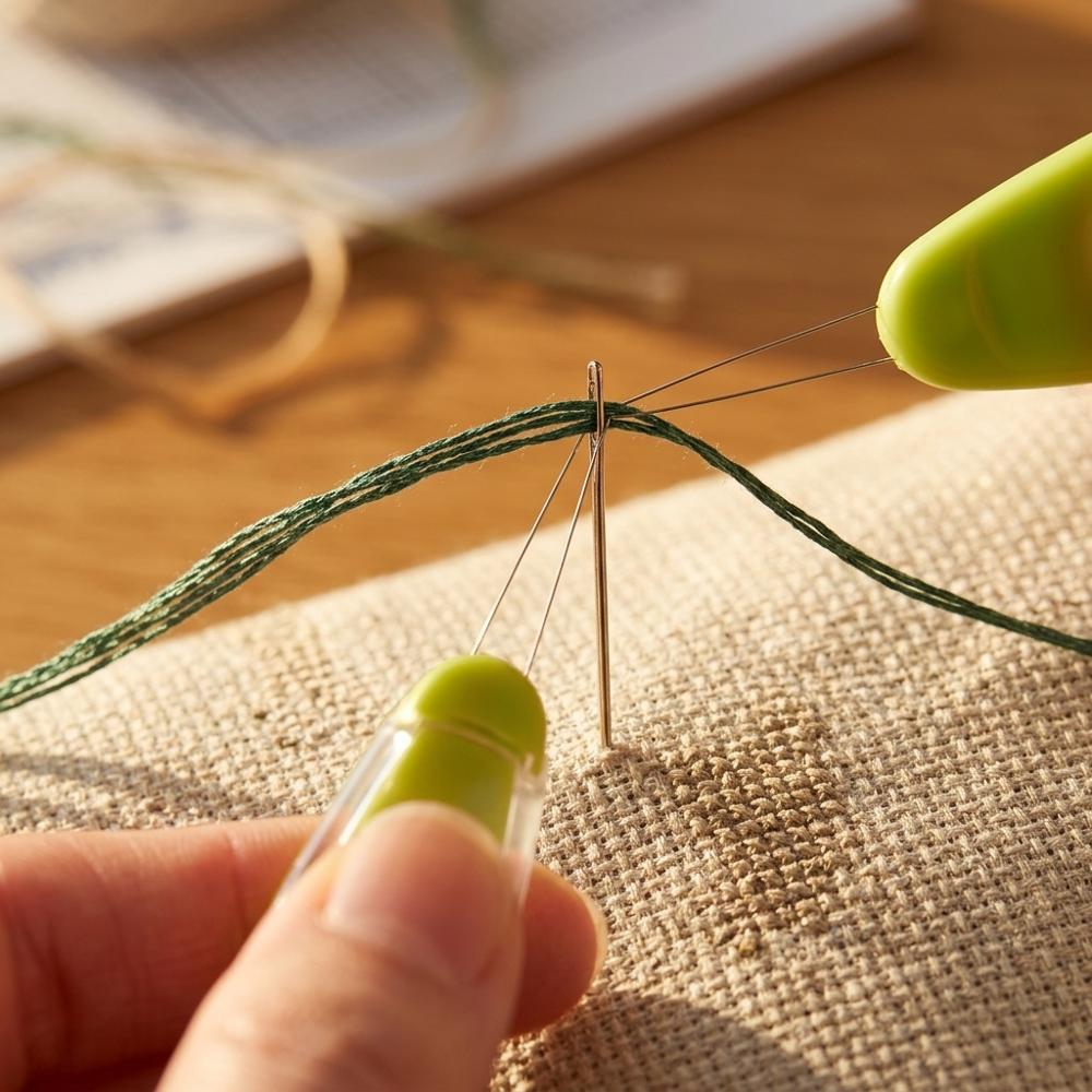 flat-tip needle threader designed for embroidery and tapestry needle eyes