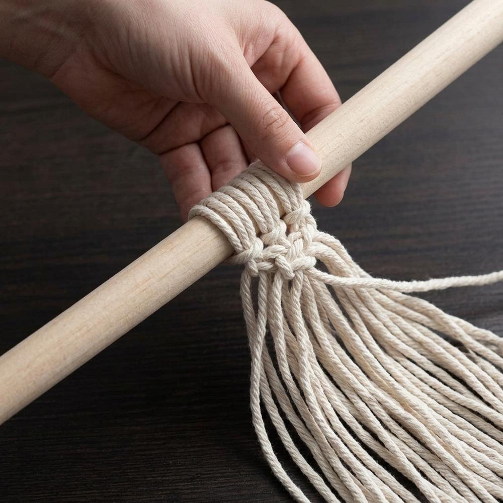 Unfinished wooden dowel rods for hanging macramé wall pieces