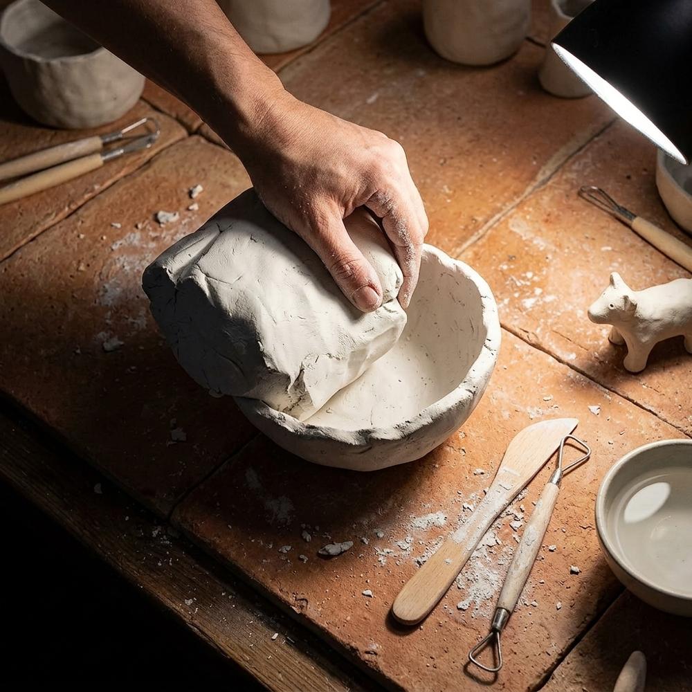 Pasta da modellare bianca che si indurisce all'aria, perfetta per scolpire senza forno