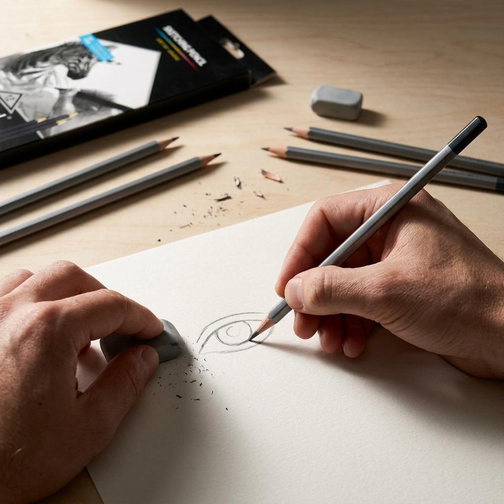 graphite drawing pencil set with full range of H and B grades for sketching