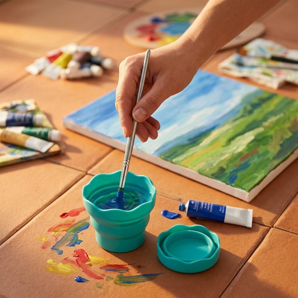 Clic & Go Portable Paint Water Cup with Brush Holder