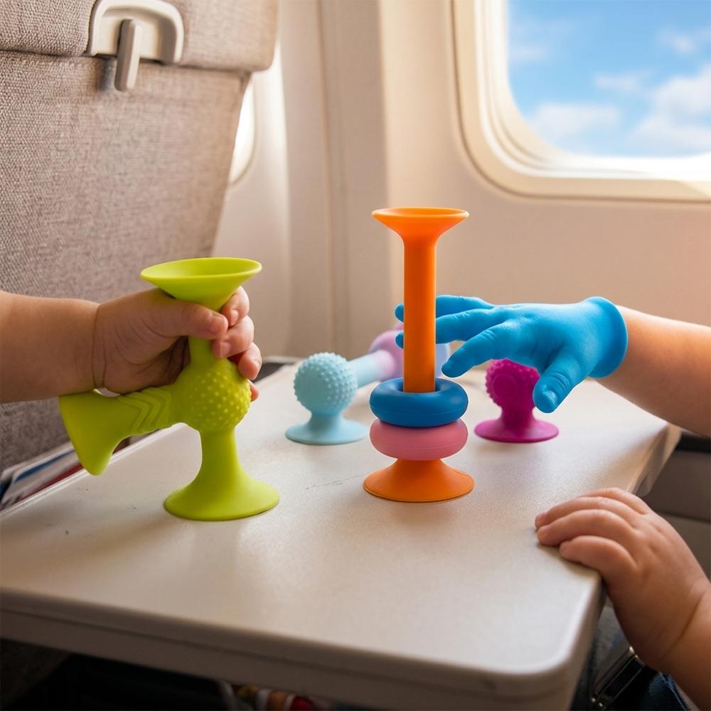 Fat Brain Toys PipSquigz Combo Set - 2 PipSquigz Loops, 3 Rattling Pip Squigz