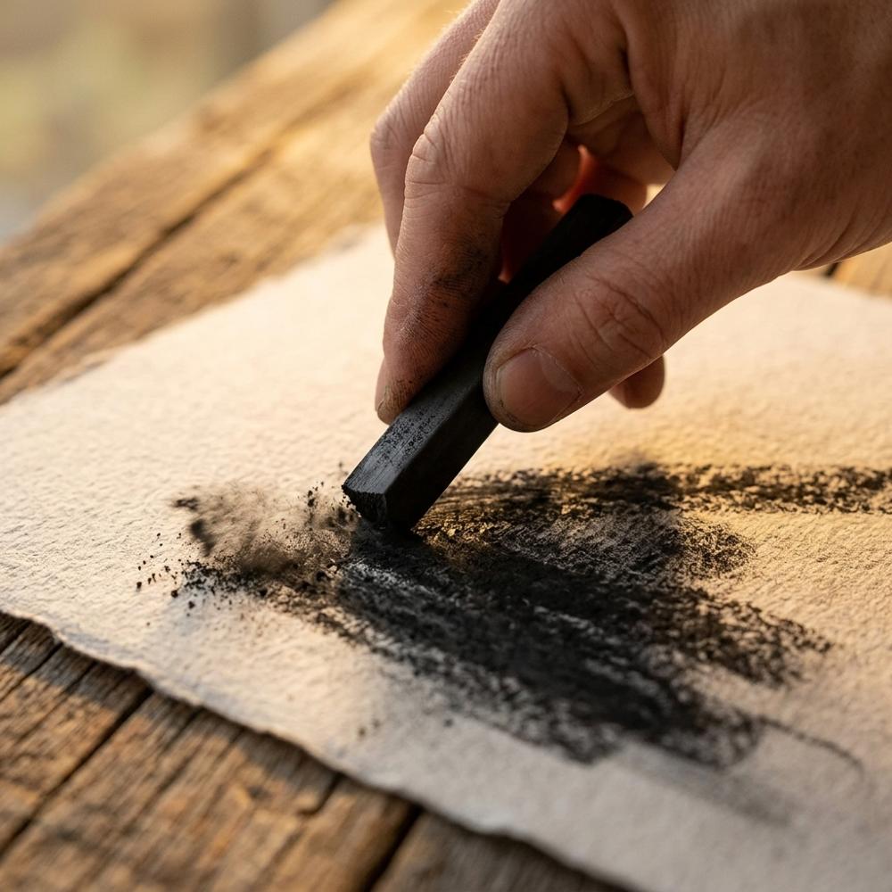 compressed charcoal sticks for the deepest darks in a drawing