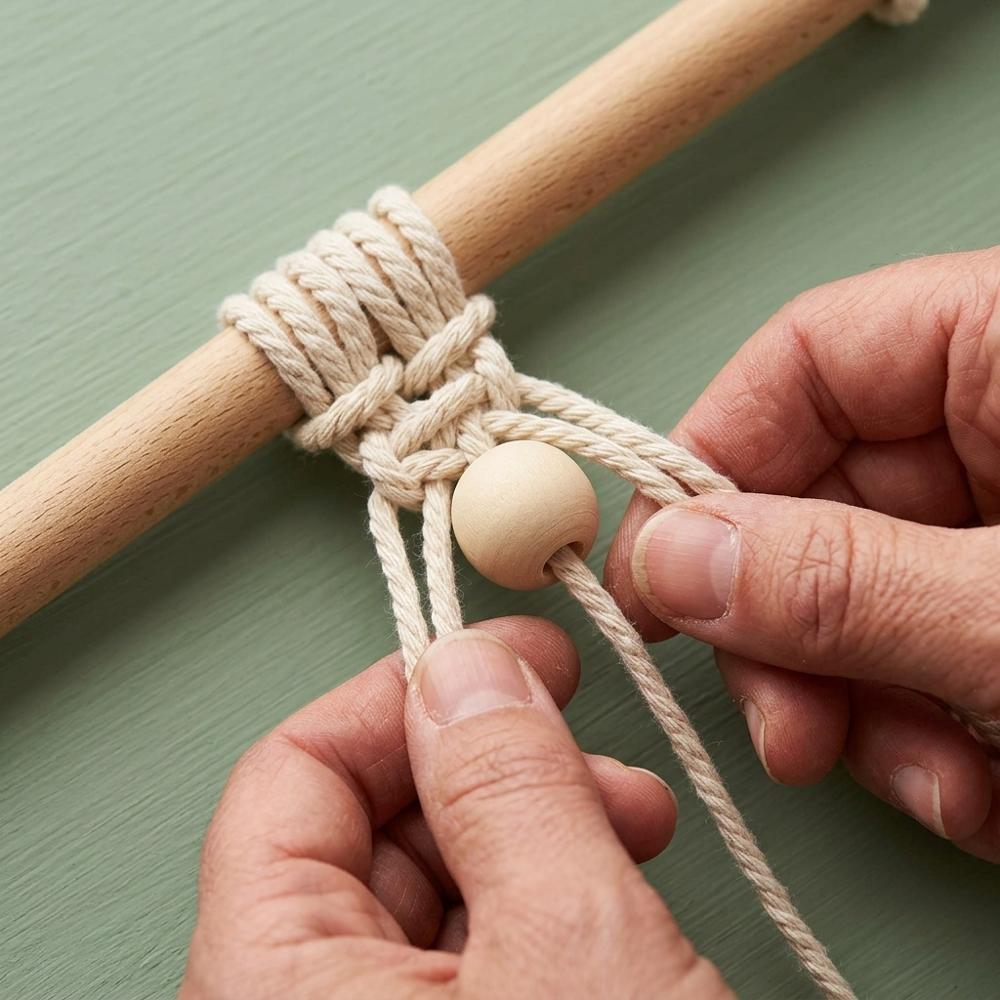 Large-hole wooden beads for threading onto macramé cord