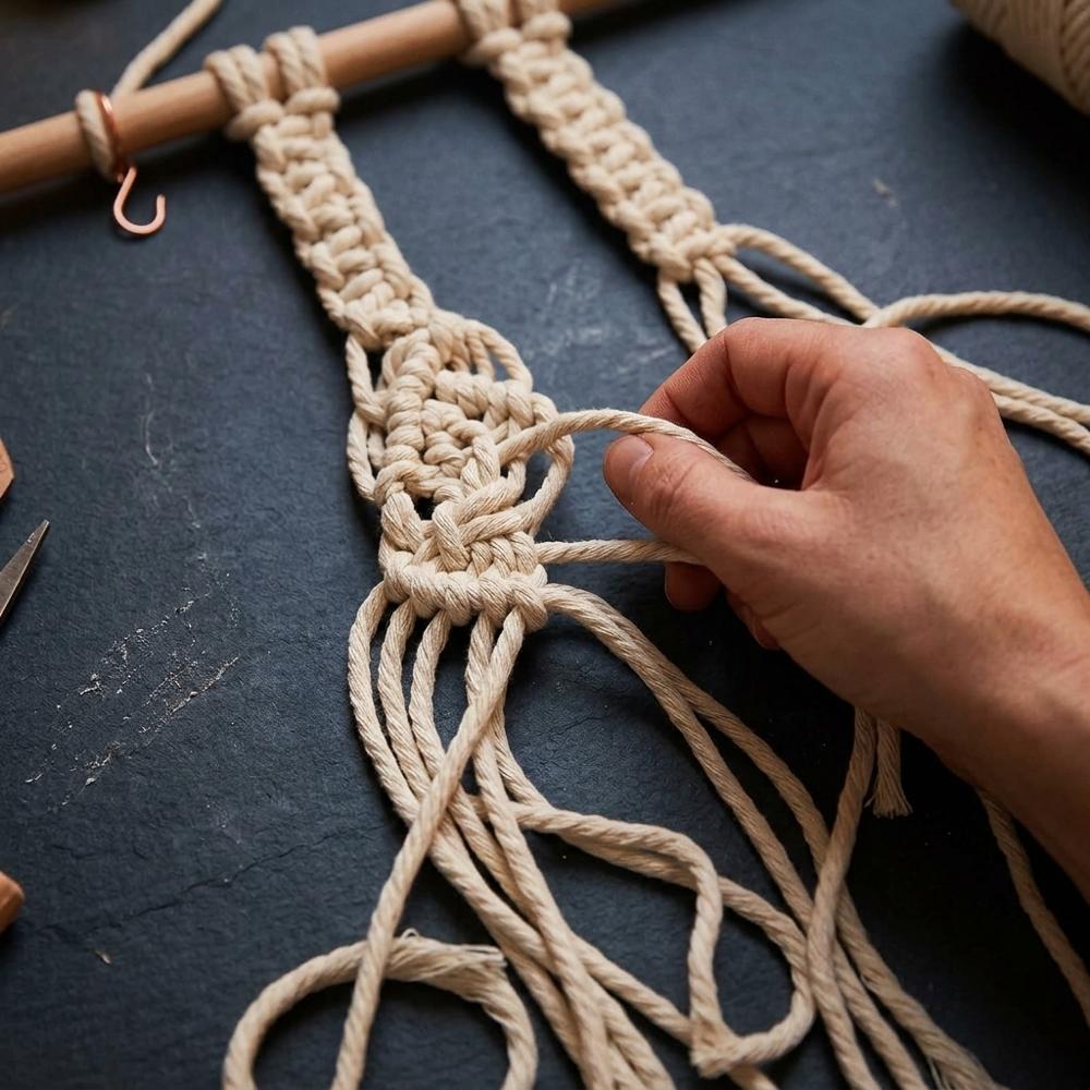 4mm single-strand cotton macramé cord for wall hangings and plant hangers