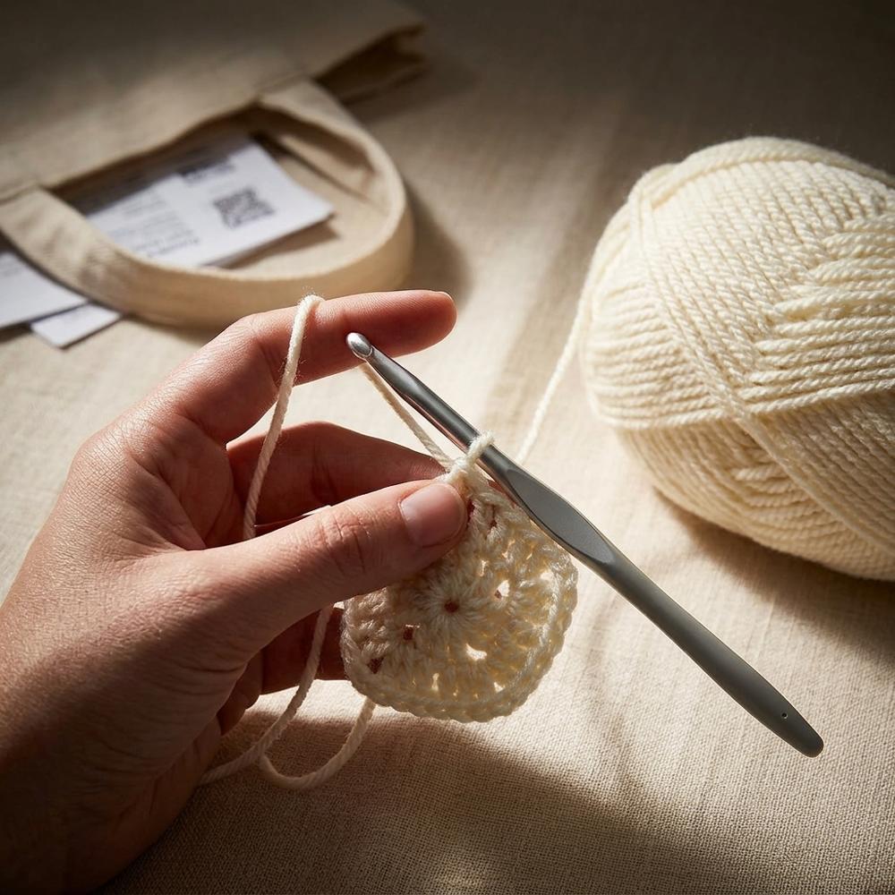 Smooth light-colored worsted acrylic yarn for first projects