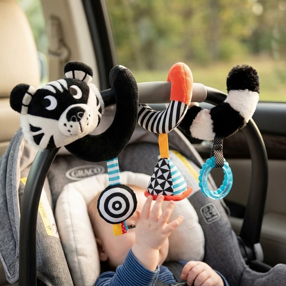 Manhattan Toy Wimmer Ferguson Tiger Spiral-Krippen- und Reisespielzeug für Babys mit Rassel, Entdeckungsspiegel und Beißringen