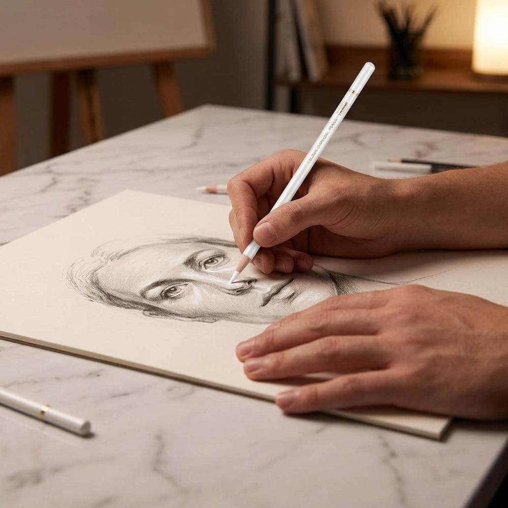 white charcoal pencils for lifting highlights on toned paper