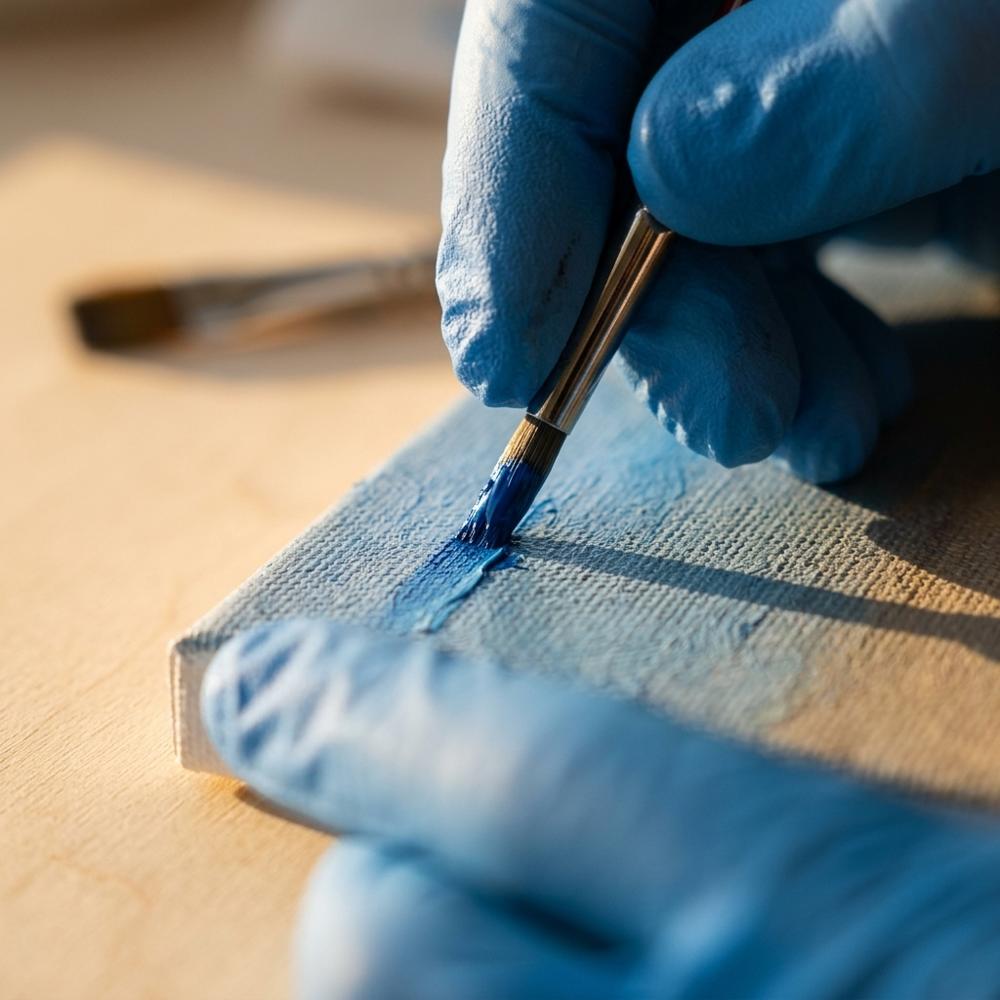 Guantes desechables de nitrilo para manejar pintura al óleo y solvente
