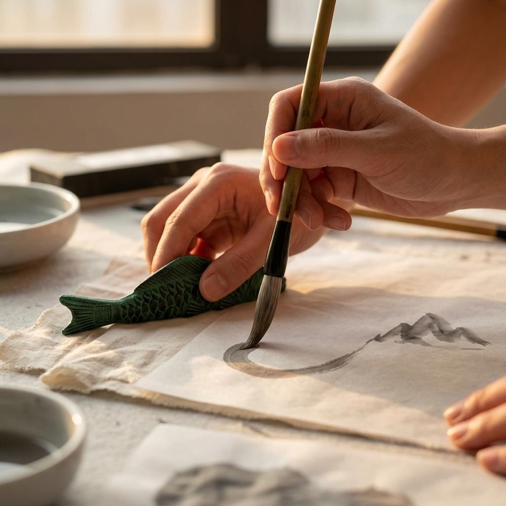weighted bar for holding thin painting paper flat