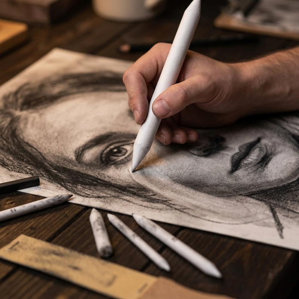 paper blending stumps in graded sizes for smoothing skin tone