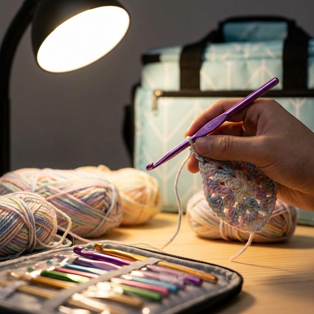 Zippered yarn and project tote bag for crocheters
