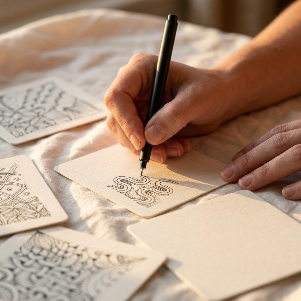 weiße Papierkärtchen, 3,5 Zoll im Quadrat, zum Tangle-Zeichnen