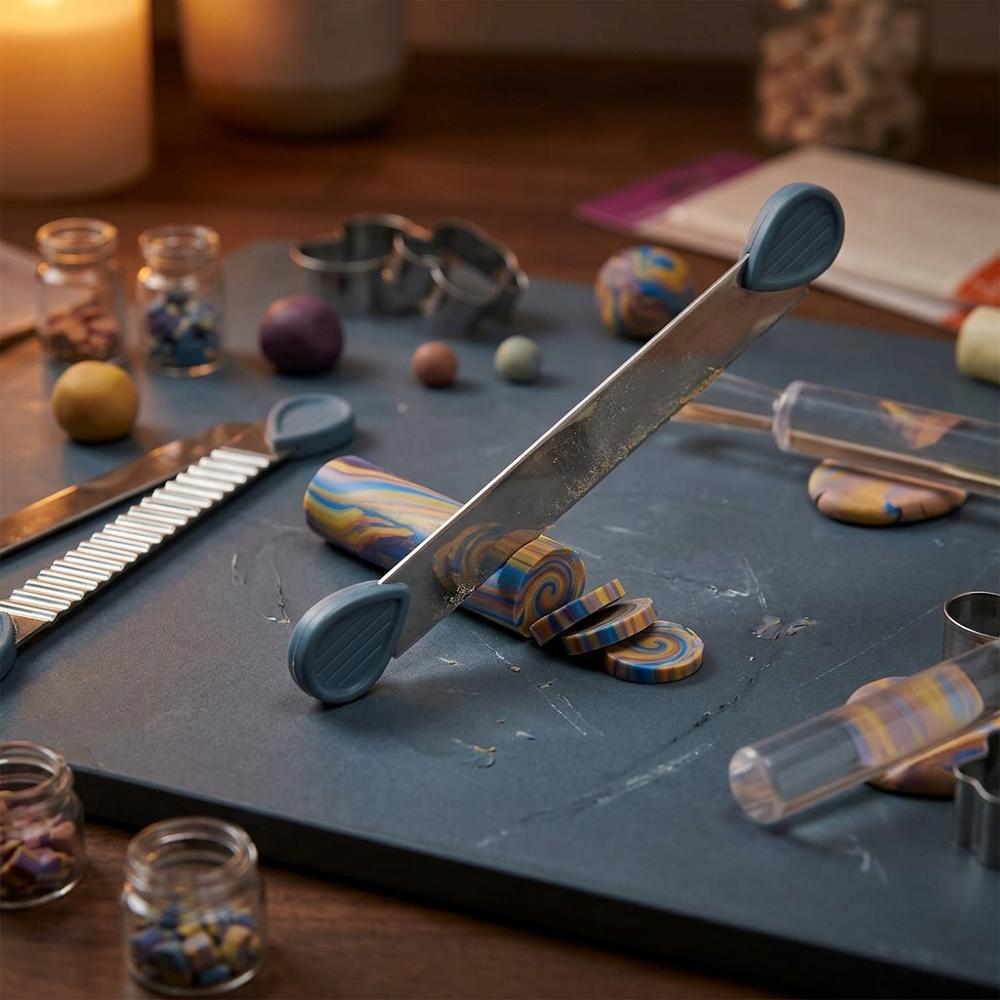 stainless-steel clay blade set with rigid, wavy, and flexible cutting options