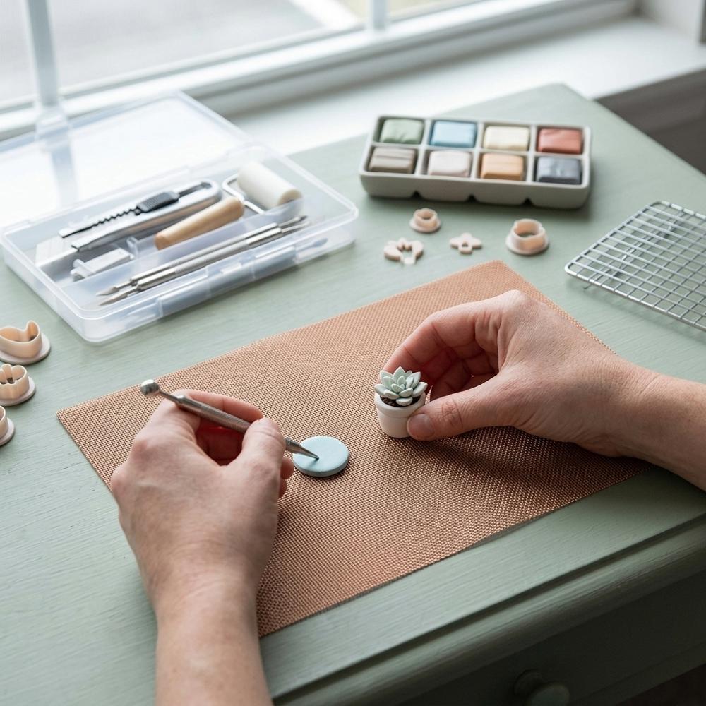 oven-safe silicone work mat for polymer clay sculpting and baking