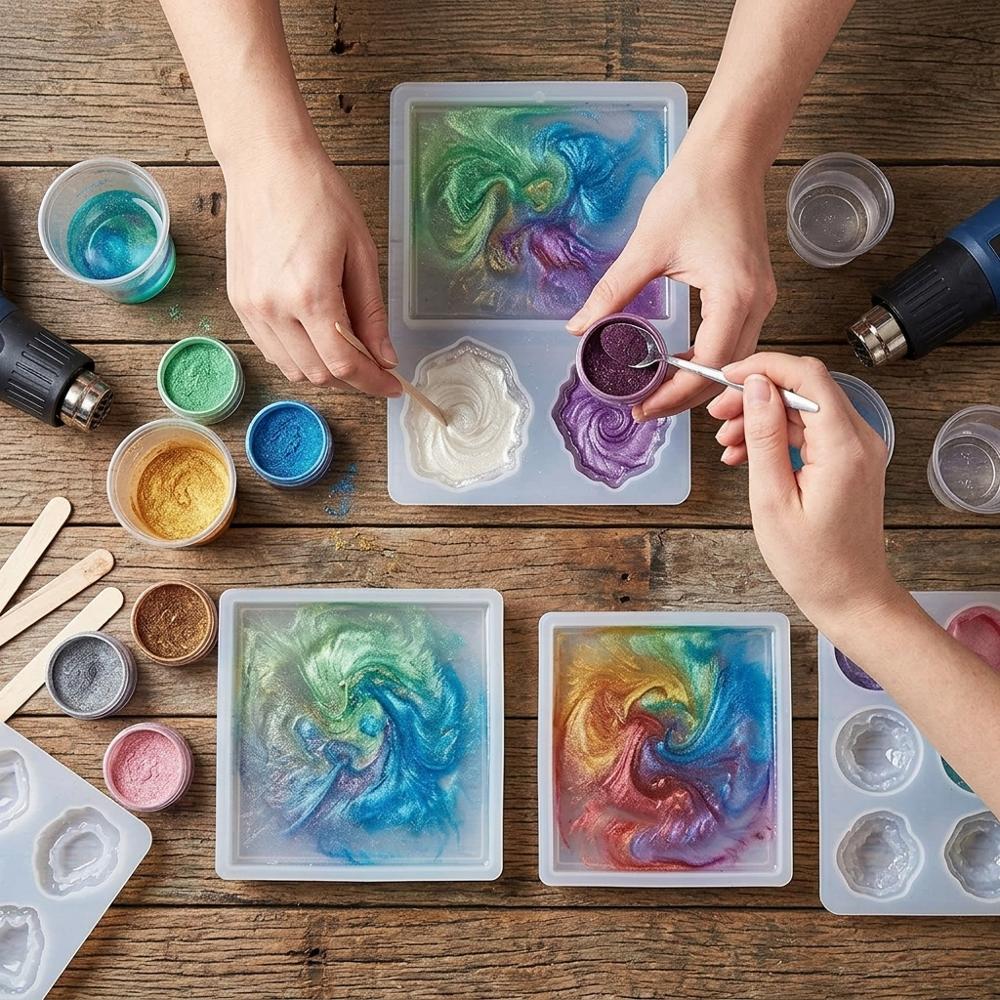 Mica powder set for coloring epoxy resin