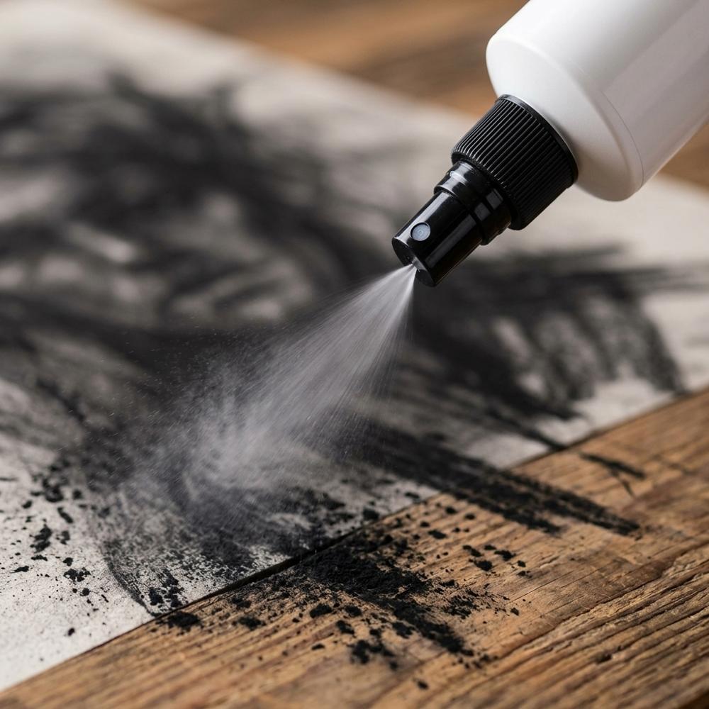 artist fixative spray for stopping a finished charcoal drawing smudging
