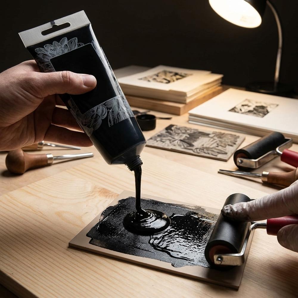 Water-based black block printing ink
