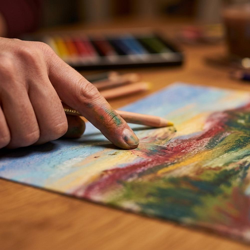 Pastellstifte für Augen, Kanten und feine Details