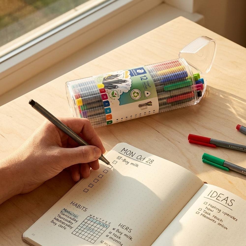 Fine-tip color pens for color-coding, doodling, and small headers