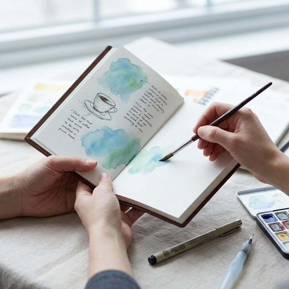 Hardcover koldt-presseret akvareljournal til daglig maling