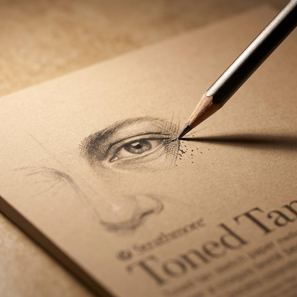warm tan toned paper pad for three-value portrait drawing