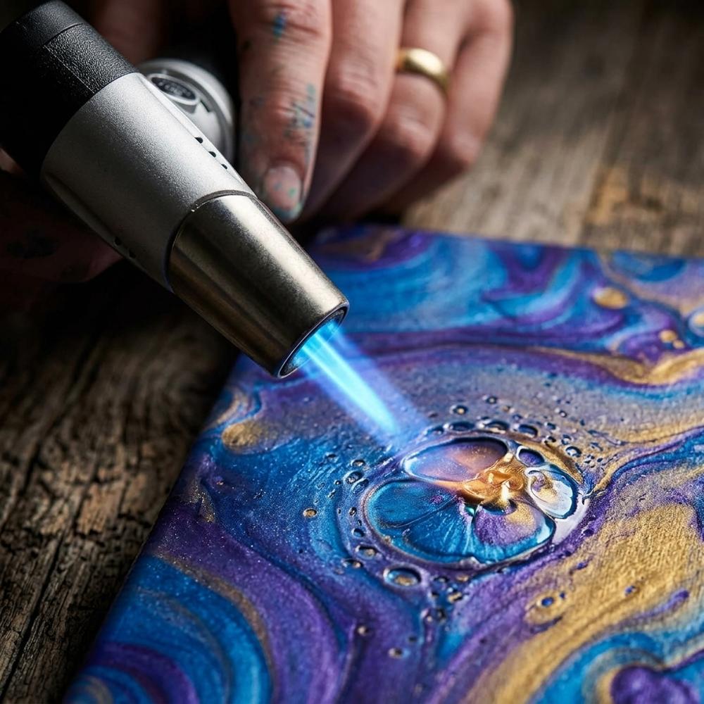 refillable butane torch for fluid art and craft use