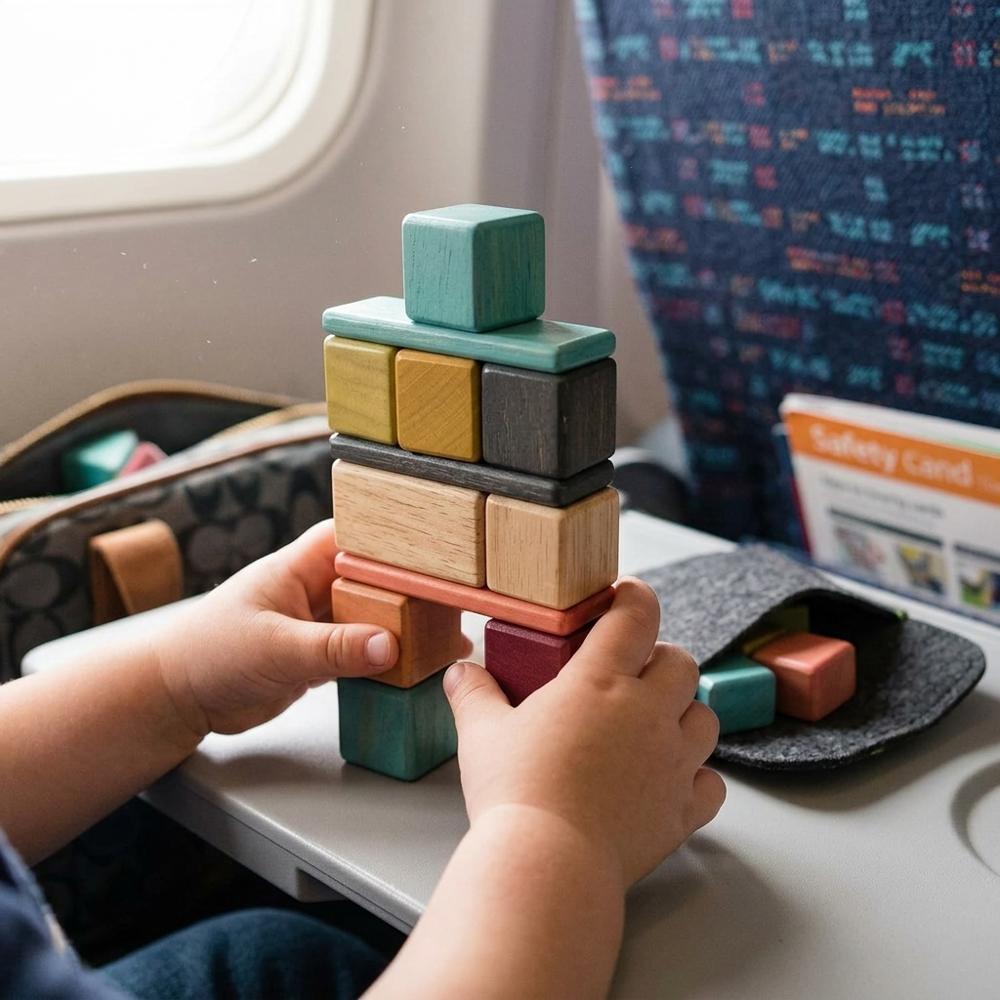 Tegu 8 Piece Pocket Pouch Magnetic Wooden Block Set, Tints