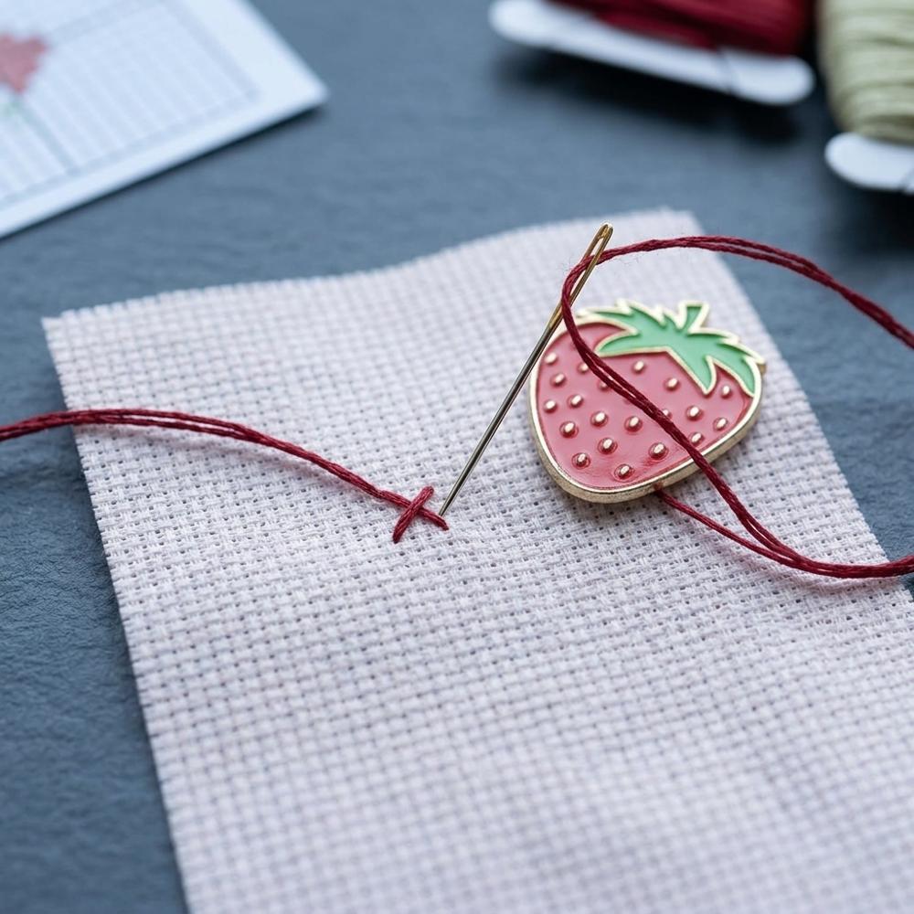 magnetic needle minder to hold cross-stitch needles safely between stitches