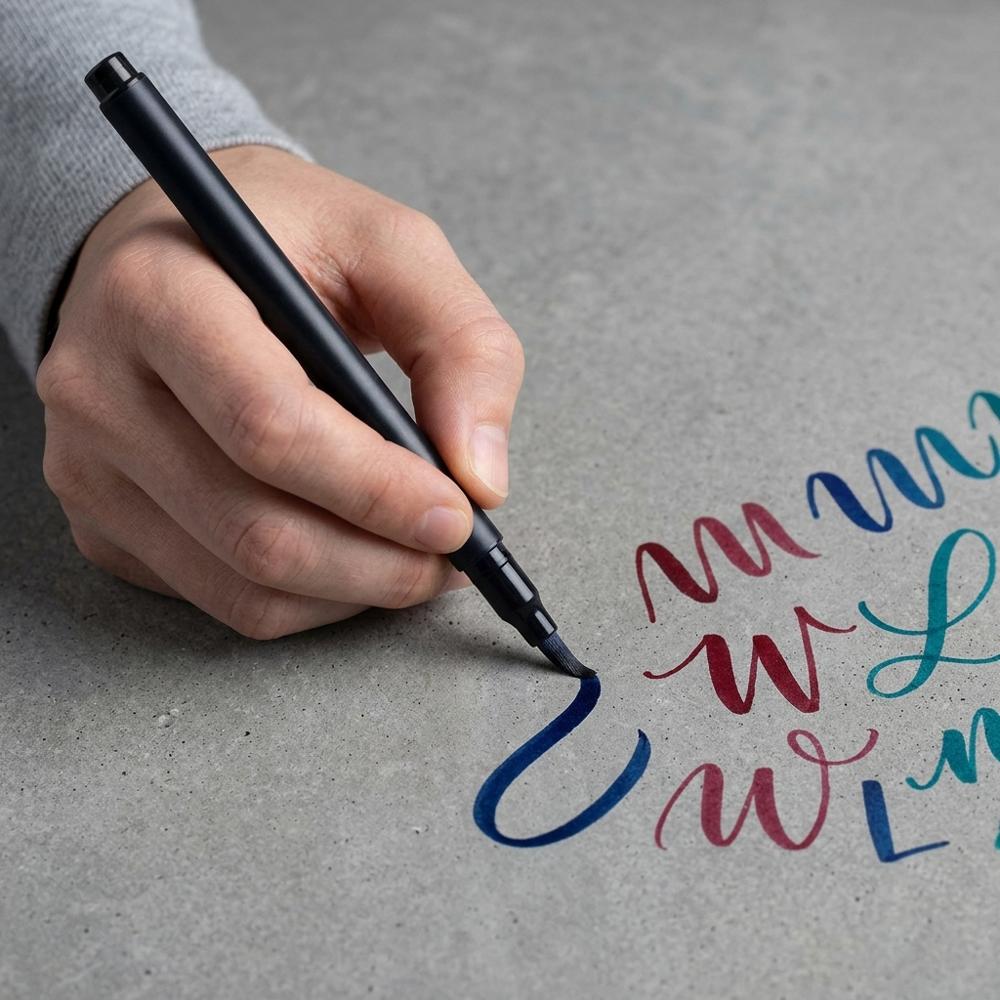 Firm-tip brush pen for controlled calligraphy strokes