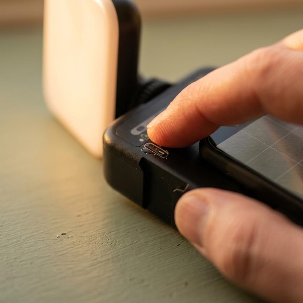 Ladattava taskukokoinen LED-valaistuslamppu älypuhelinvalokuvaukseen