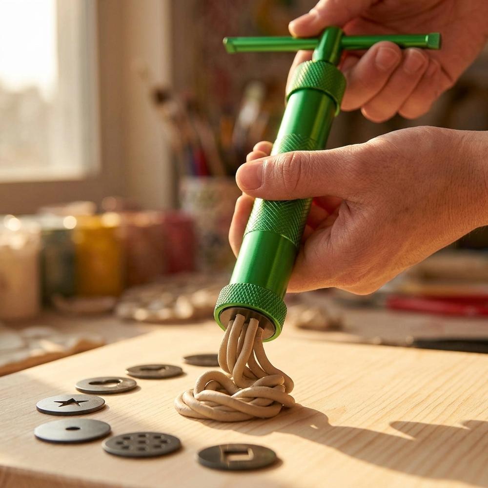 Estrusore manuale per argilla per bobine, corde e fili uniformi