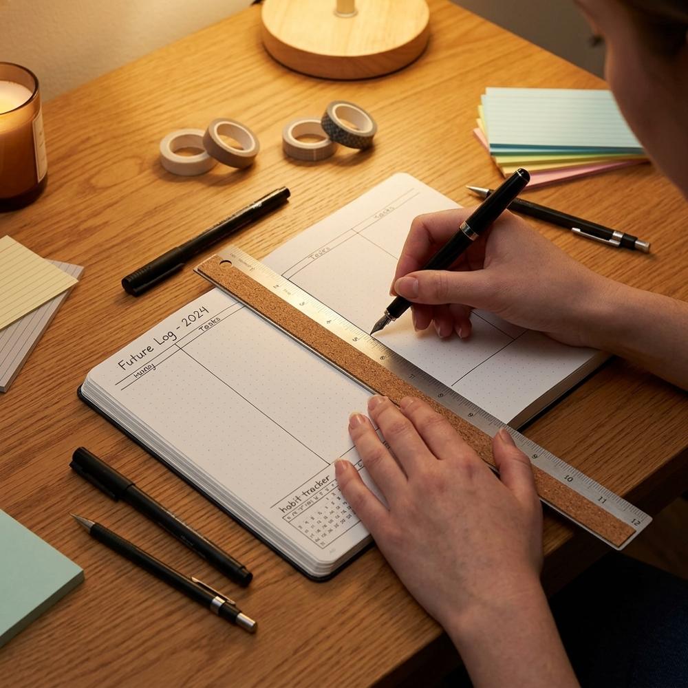 Stainless steel rulers with cork backing for drawing clean grids and lines