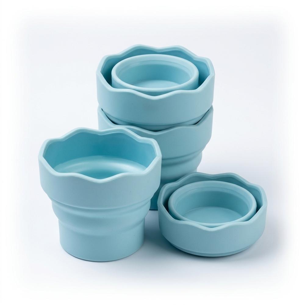 Collapsible silicone cups for rinsing brushes