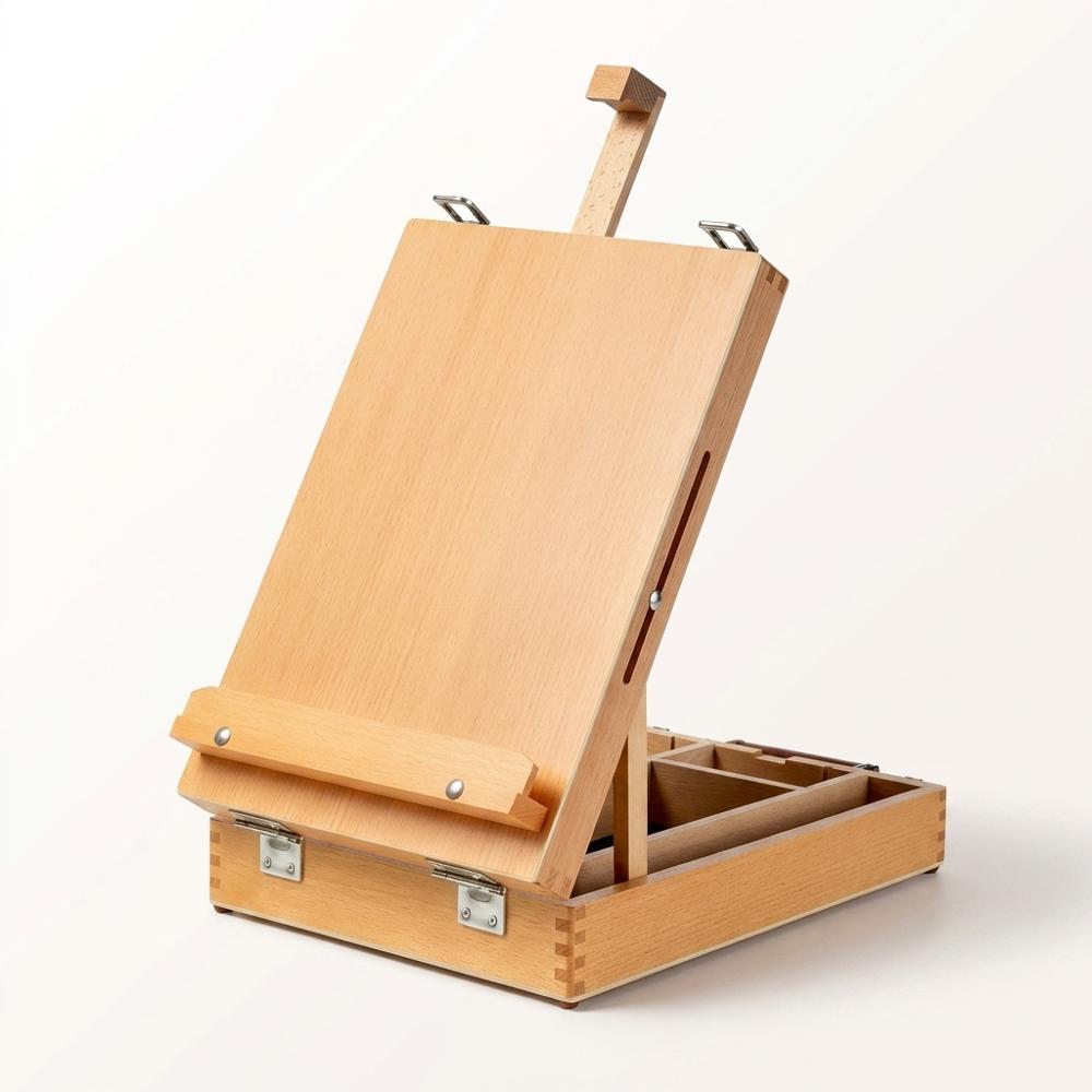 Adjustable beechwood tabletop easel for upright oil painting