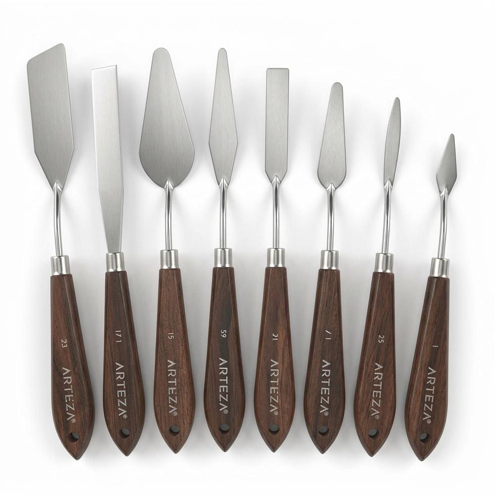 Palette Knives 8-Pack, Stainless Steel & Wooden Handle