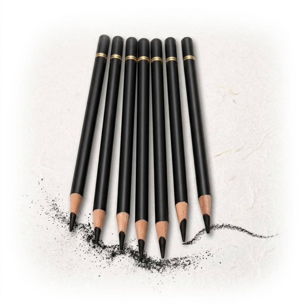 charcoal pencils in a range of grades for edges and detail work