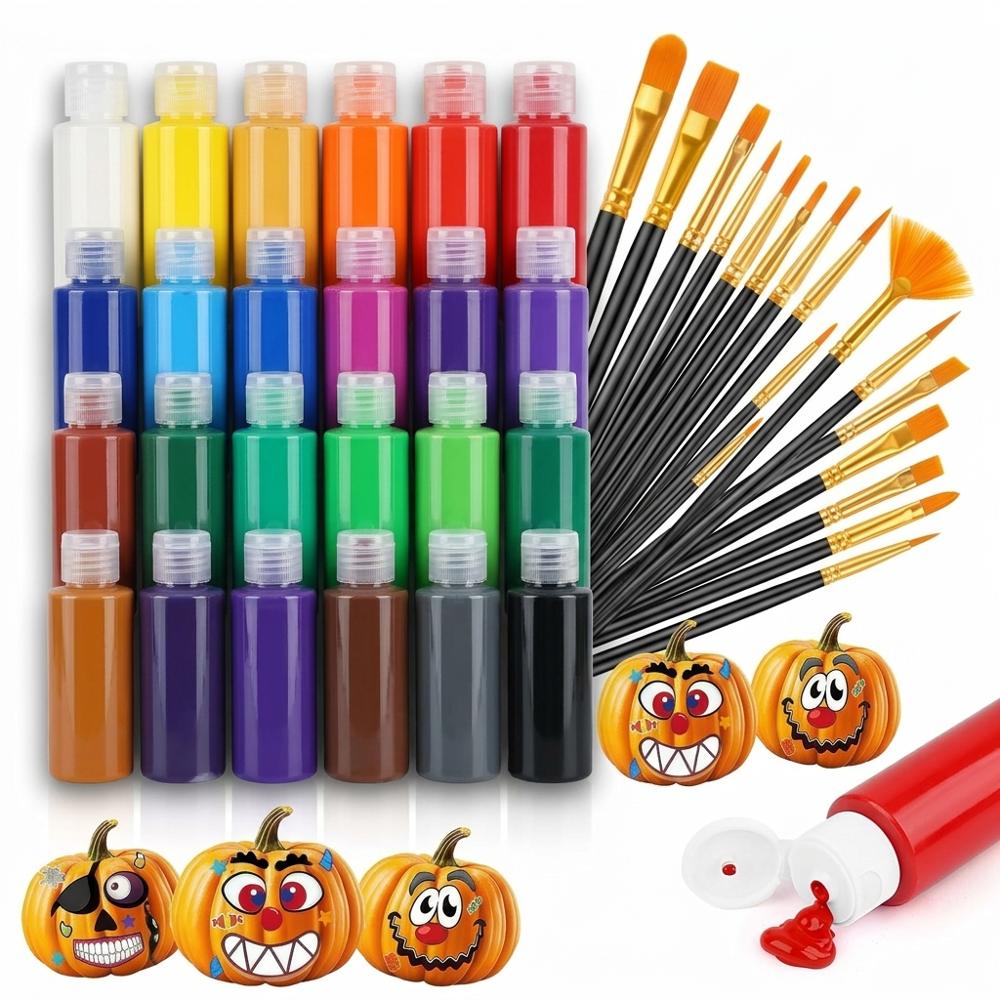 24-color acrylic paint set for decorating clay pieces