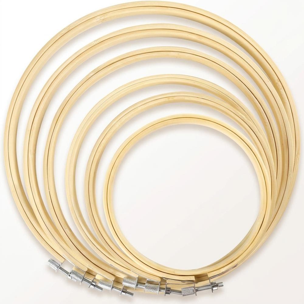 bamboo embroidery hoop set in six sizes for maintaining cross-stitch fabric tension