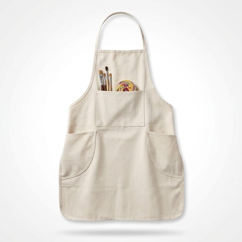 Cotton canvas bib apron with pockets for messy paint sessions