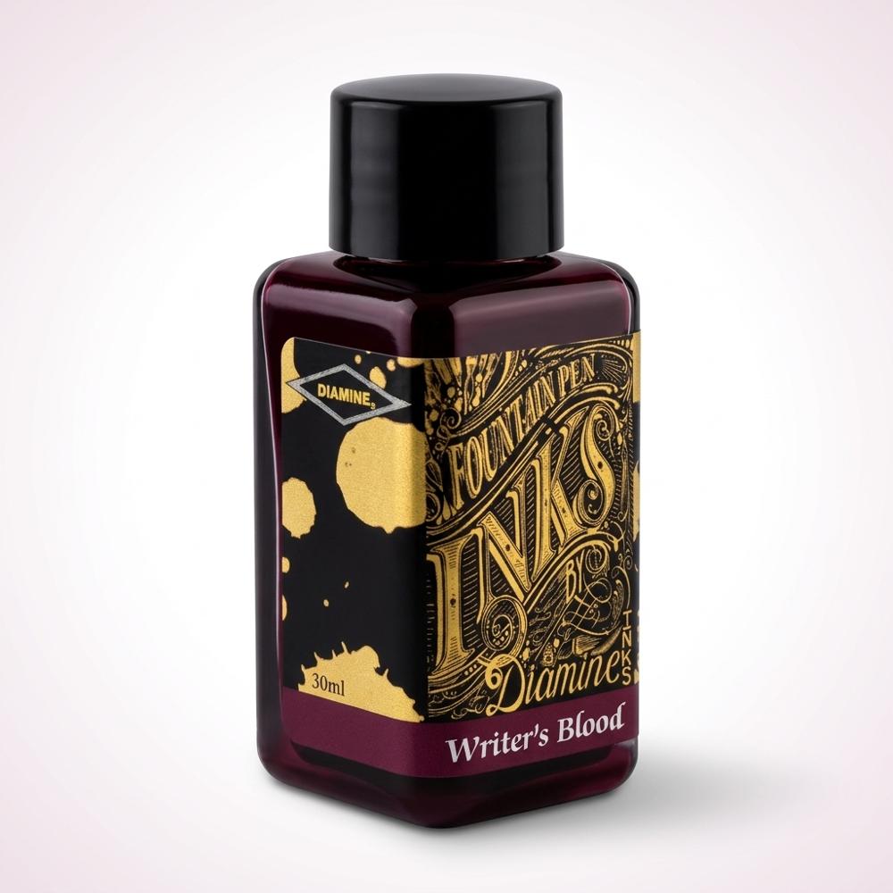 Shading fountain-pen ink in a deep oxblood red