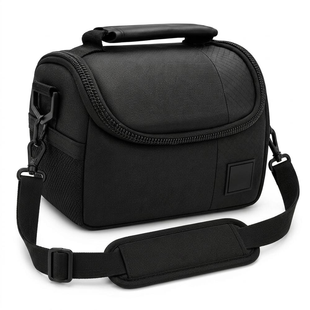 Small padded camera pouch with shoulder strap