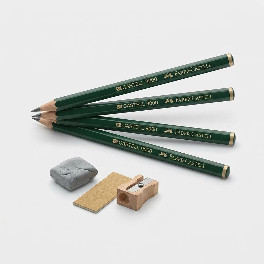 graded graphite pencils for building portrait shadows and halftones