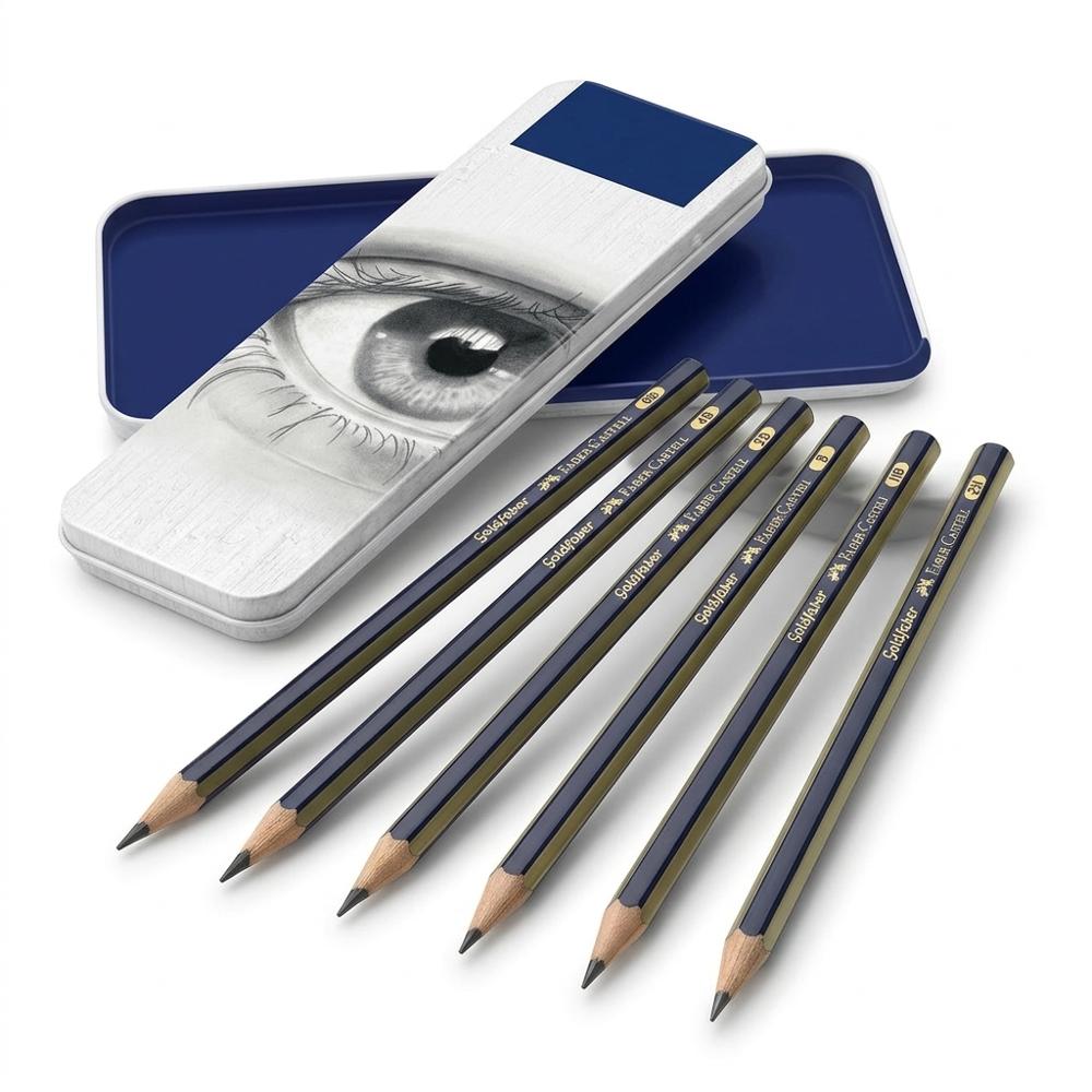 Graphite Sketch Pencil Set, 6 Pencils (2H, HB, B, 2B, 4B, 6B)